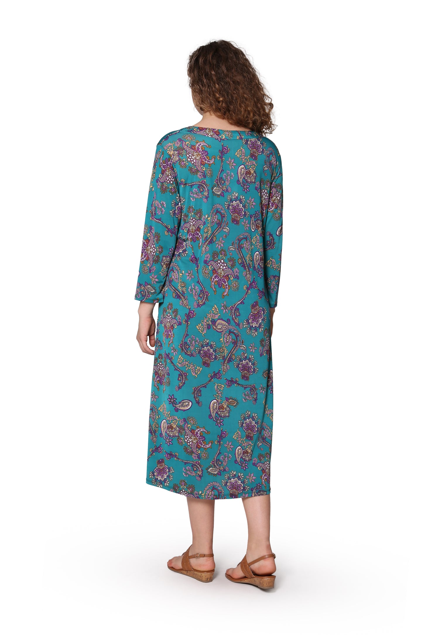 La Cera Paisley Print Long Sleeve Dress - La Cera