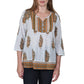 Sage Block Print Cotton Tunic Top - La Cera