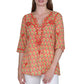 Block Print Tunic With Tonal Embroidery - La Cera