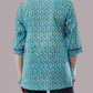 La Cera 3/4 Sleeve Turquoise Embroidered Top - La Cera - 3
