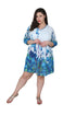 Plus Size Tulip Print Pleated Tunic Dress - La Cera