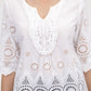 La Cera 3/4 Eyelet Lace Top - La Cera - 1