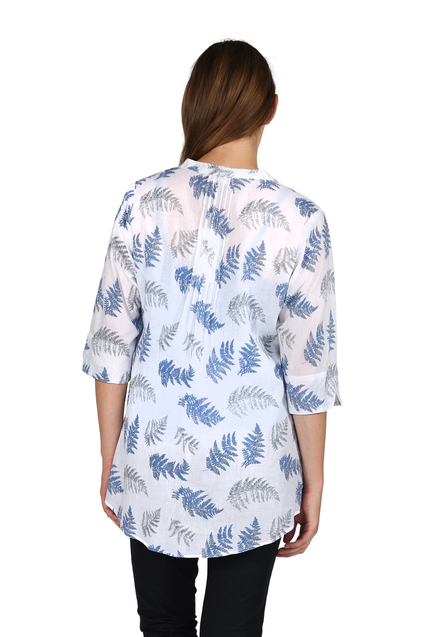 Pleat Front Printed Cotton Top - La Cera