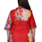Plus Size Floral Border Print Tunic with Release Pleats - La Cera