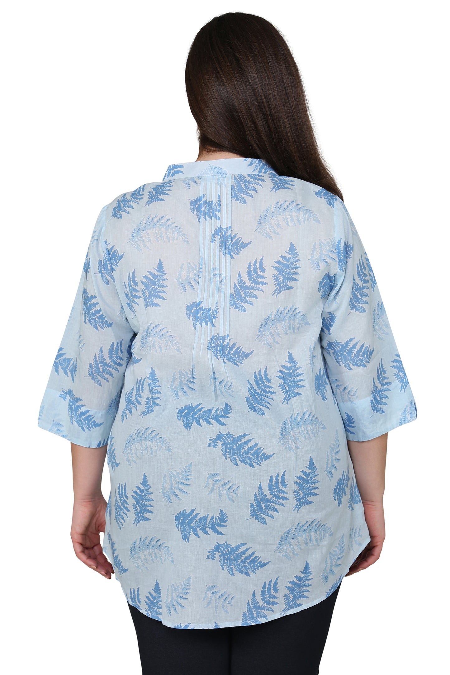 Plus Size Fern Print Release Print Tunic - La Cera
