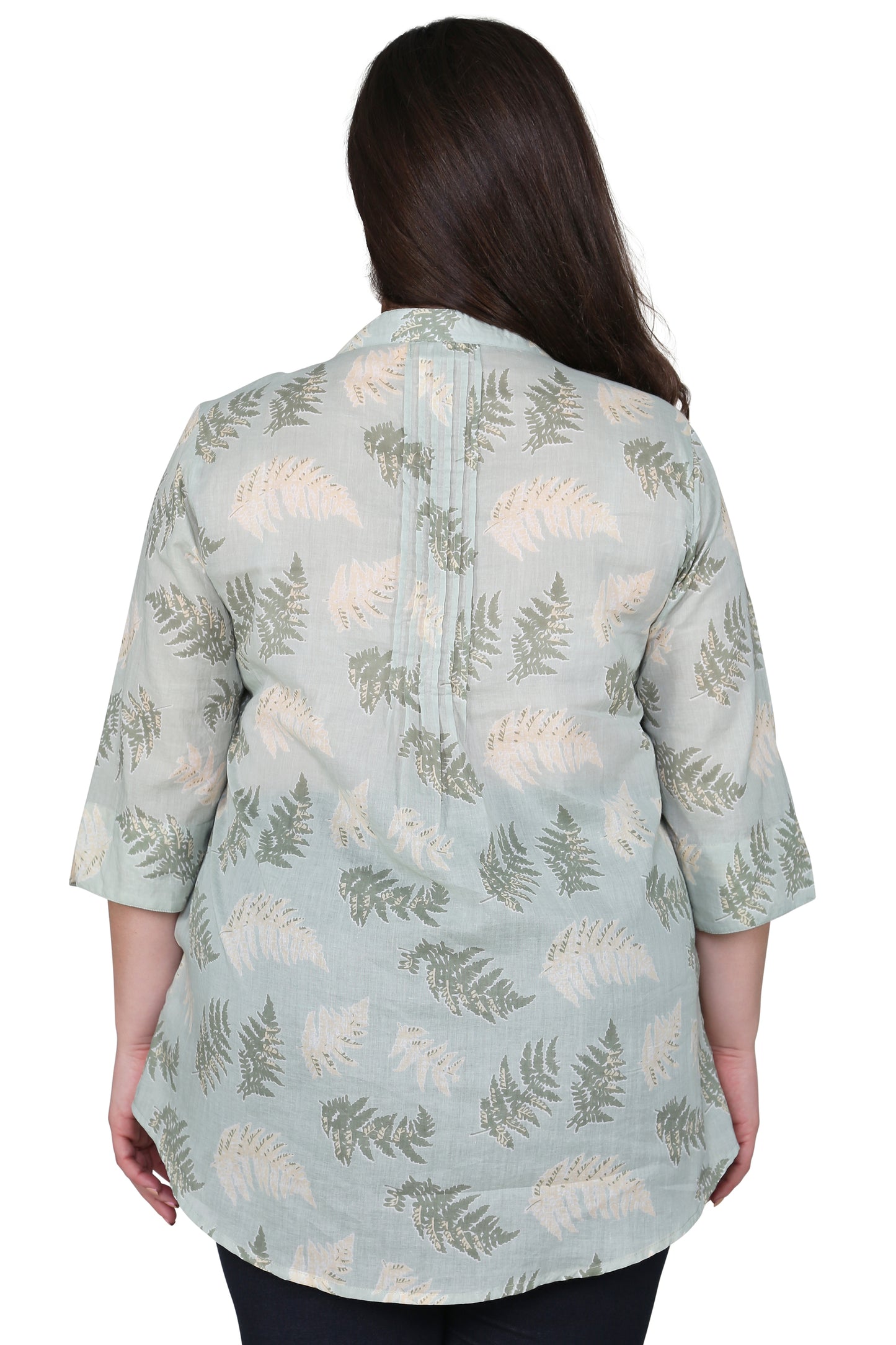 Plus Size Fern Print Release Print Tunic - La Cera