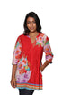 Floral Border Print Tunic with Release Pleats - La Cera