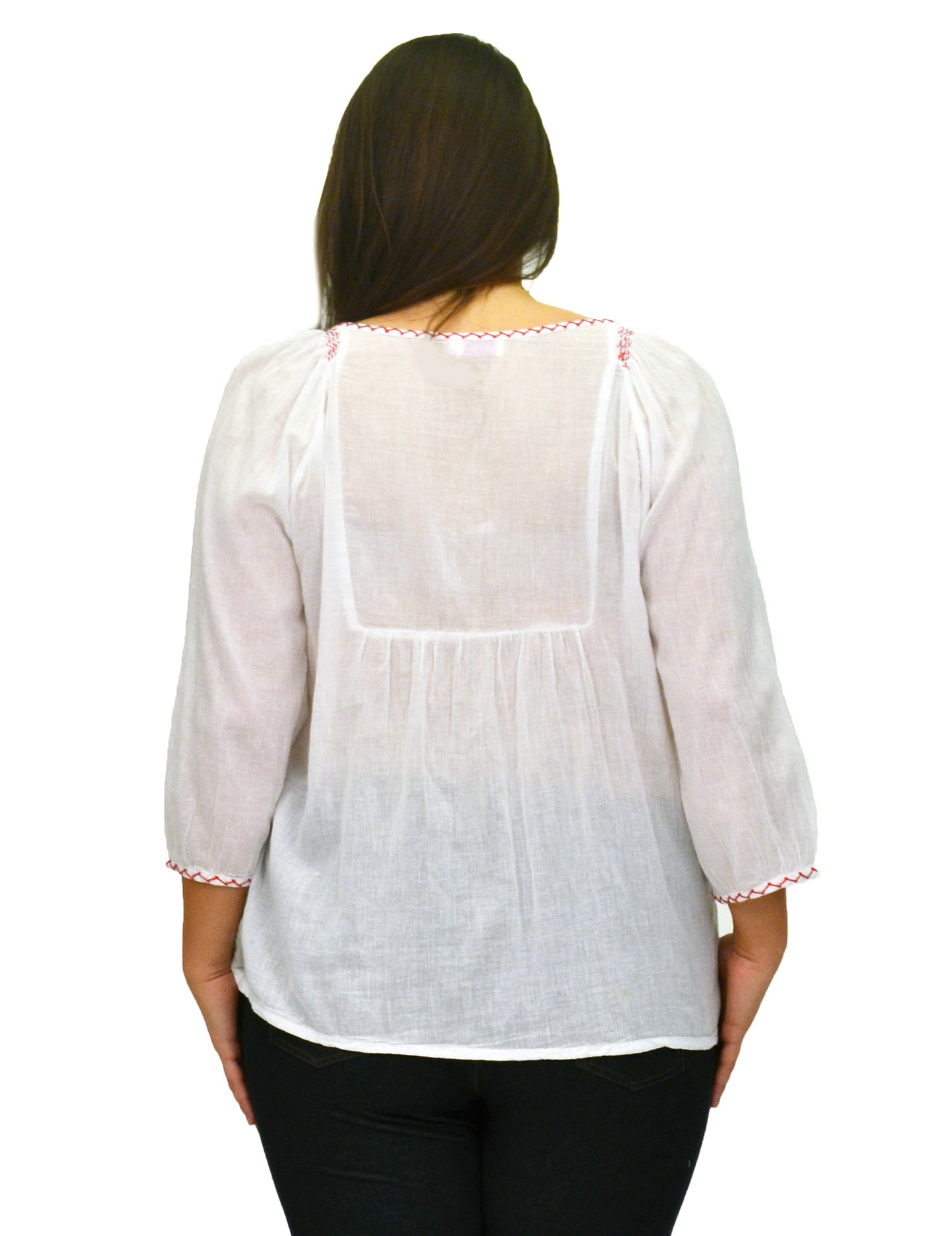 La Cera Plus Size Embroidered Peasant Top - La Cera