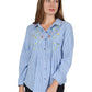 Seersucker Embroidered Button Front Shirt