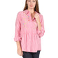 Seersucker Embroidered Button Front Shirt