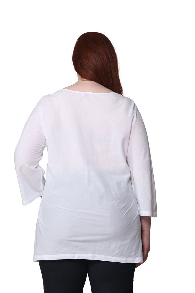 La Cera Plus Size Full Embroidered V-Neck Tunic - La Cera