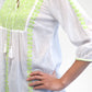 La Cera 3/4 Sleeve Stripe Embroidered Peasant Top - La Cera - 4