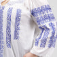 La Cera Plus Size 3/4 Sleeve Stripe Embroidered Peasant Top - La Cera - 2