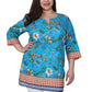 Plus Size Floral Mixed Media Tunic