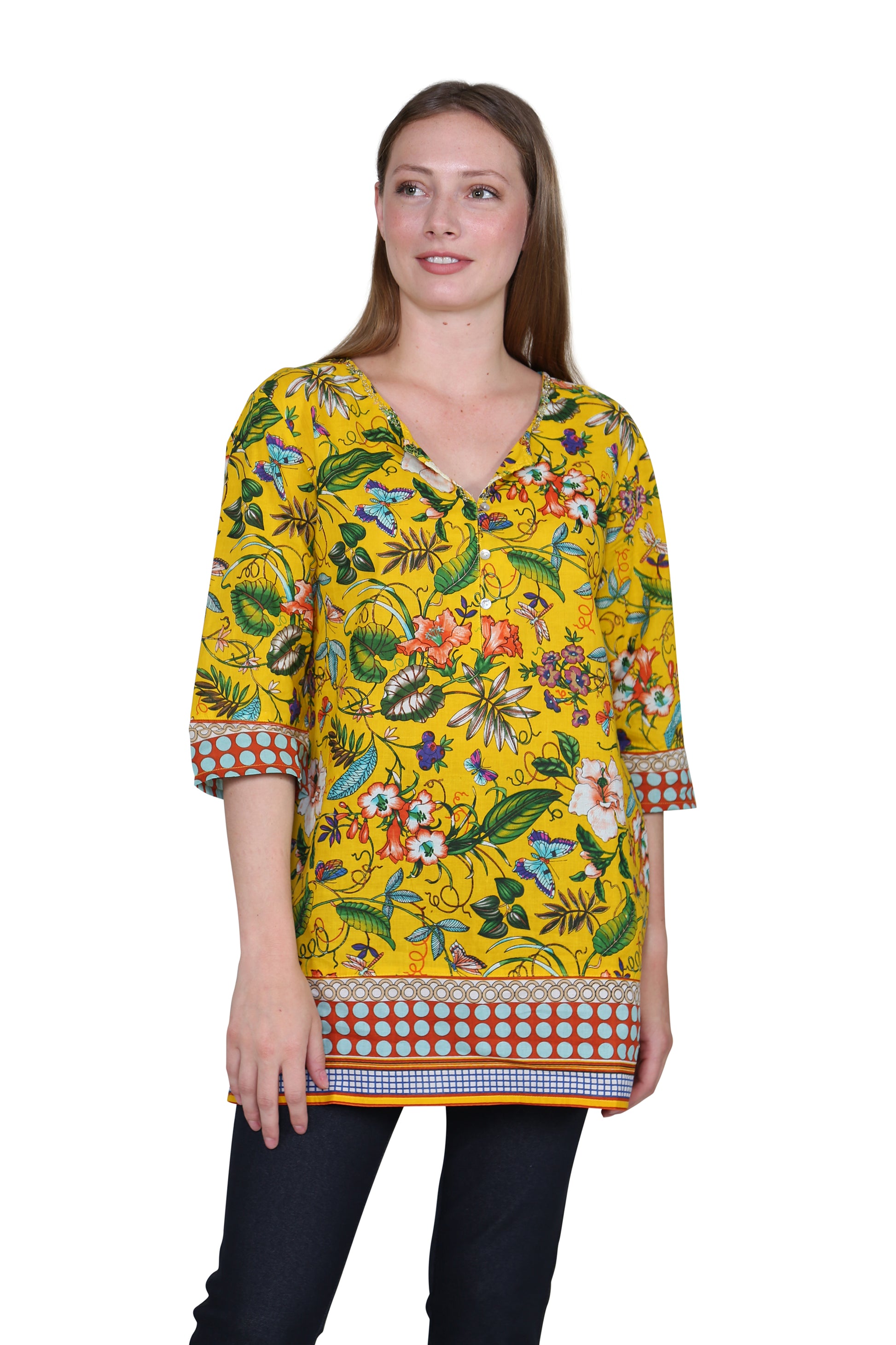 Floral Mixed Media Tunic - La Cera