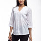 La Cera 100% Cotton Button Front Embroidered Top - La Cera