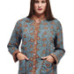La Cera Quilted Blue Mandarin Jacket - La Cera