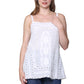 La Cera Spaghetti Strap Embroidered Top