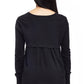 La Cera Rounded Neck Sweater Top with Georgette Back - La Cera