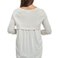 La Cera Rounded Neck Sweater Top with Georgette Back - La Cera