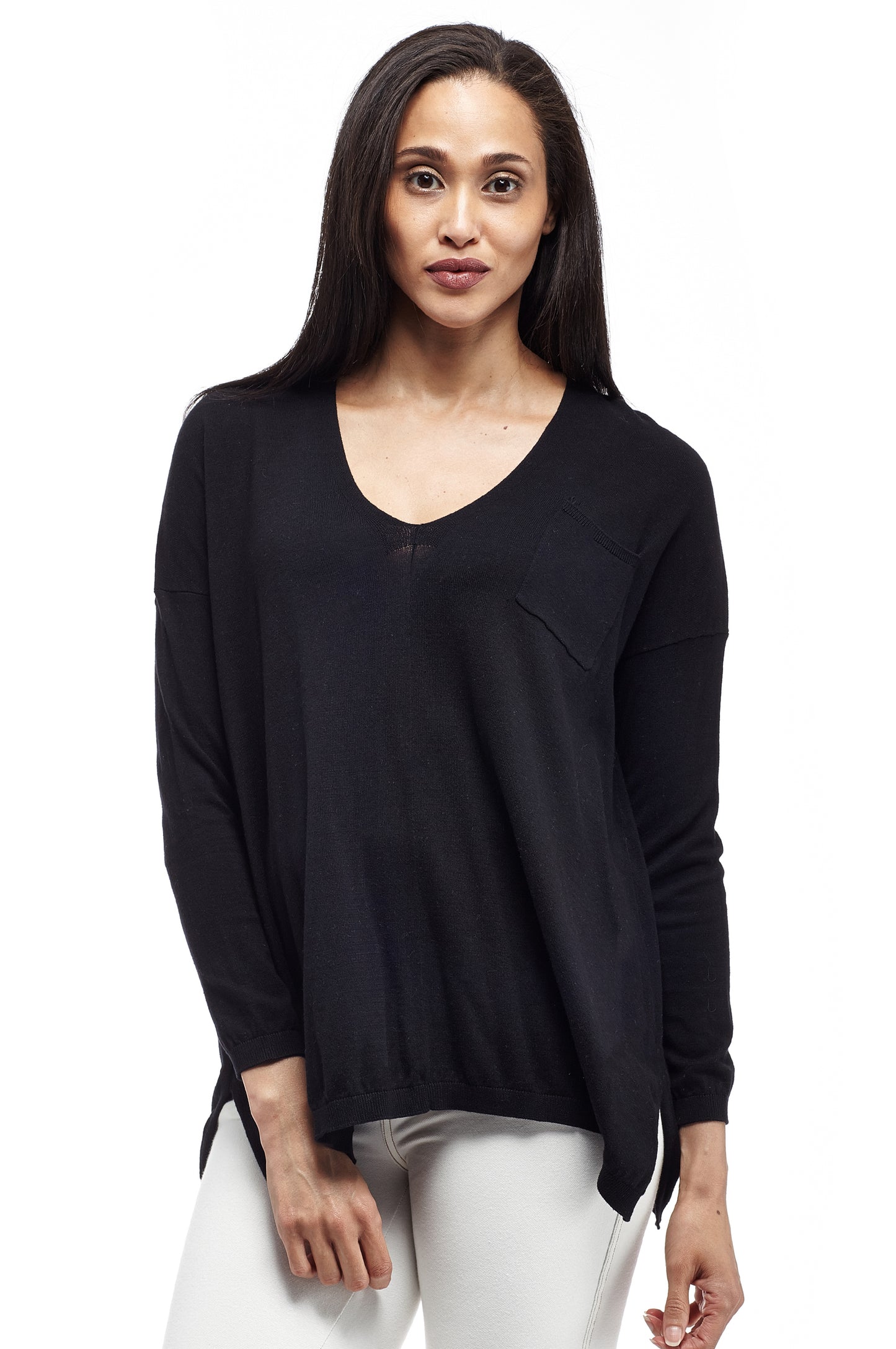 Plus Size La Cera Long Sleeve Pullover Sweater with Pocket