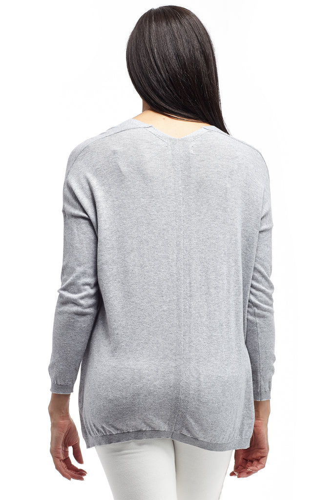La Cera Long Sleeve Pullover Sweater with Pocket - La Cera