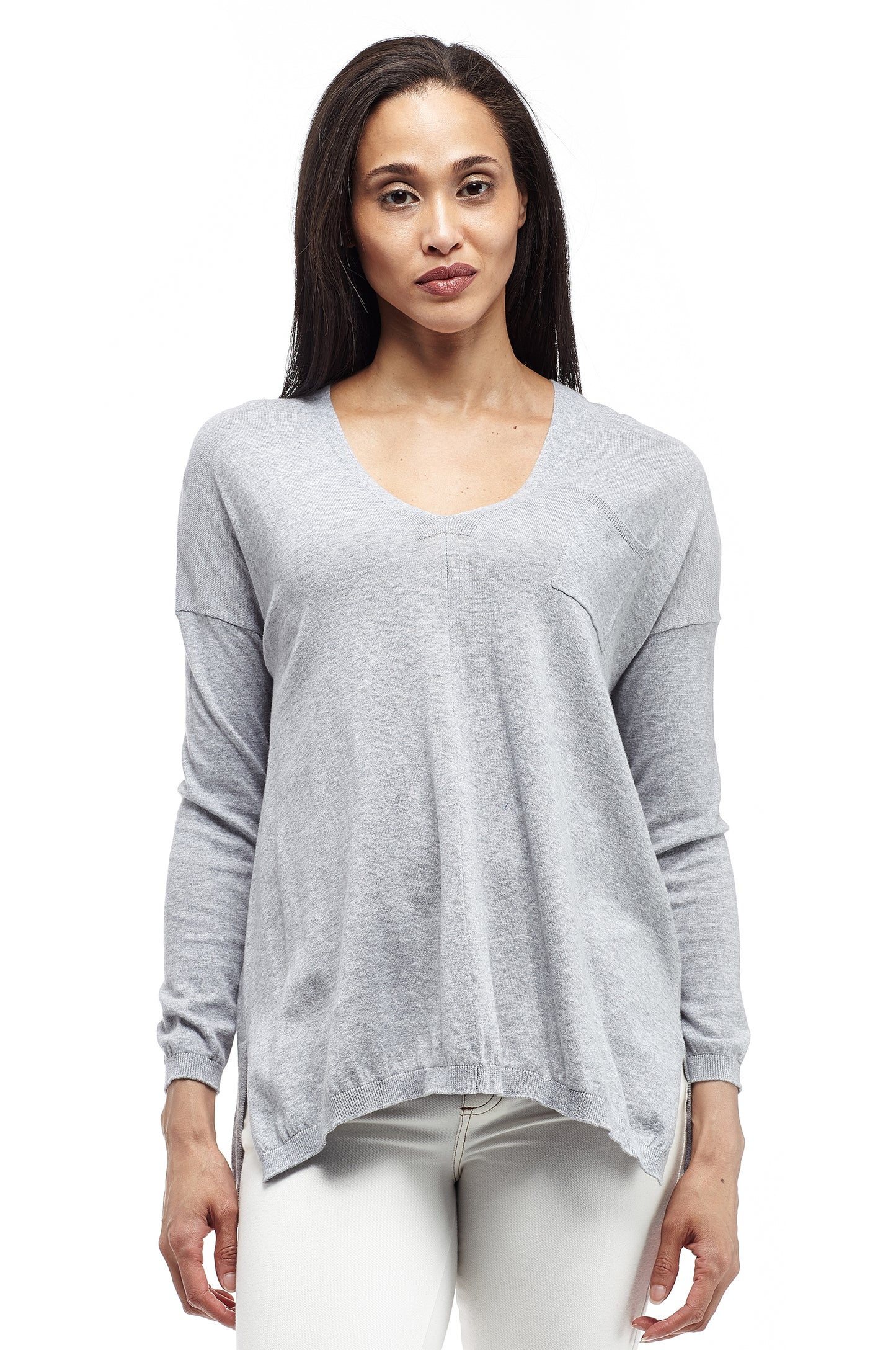 Plus Size La Cera Long Sleeve Pullover Sweater with Pocket