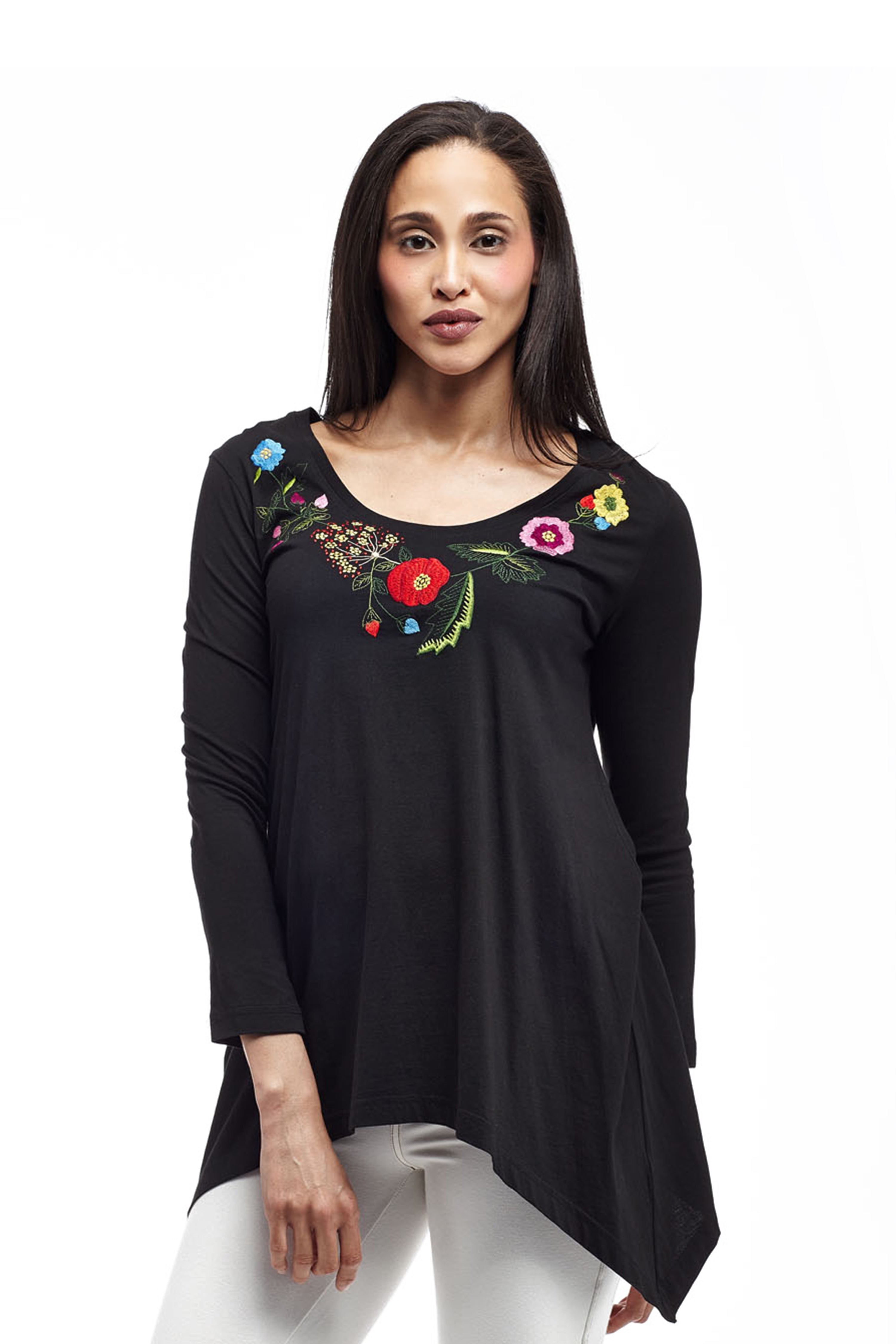 La Cera Floral Embroidered Top - La Cera