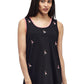 Cotton Knit Tank with Flamingo Embroidery