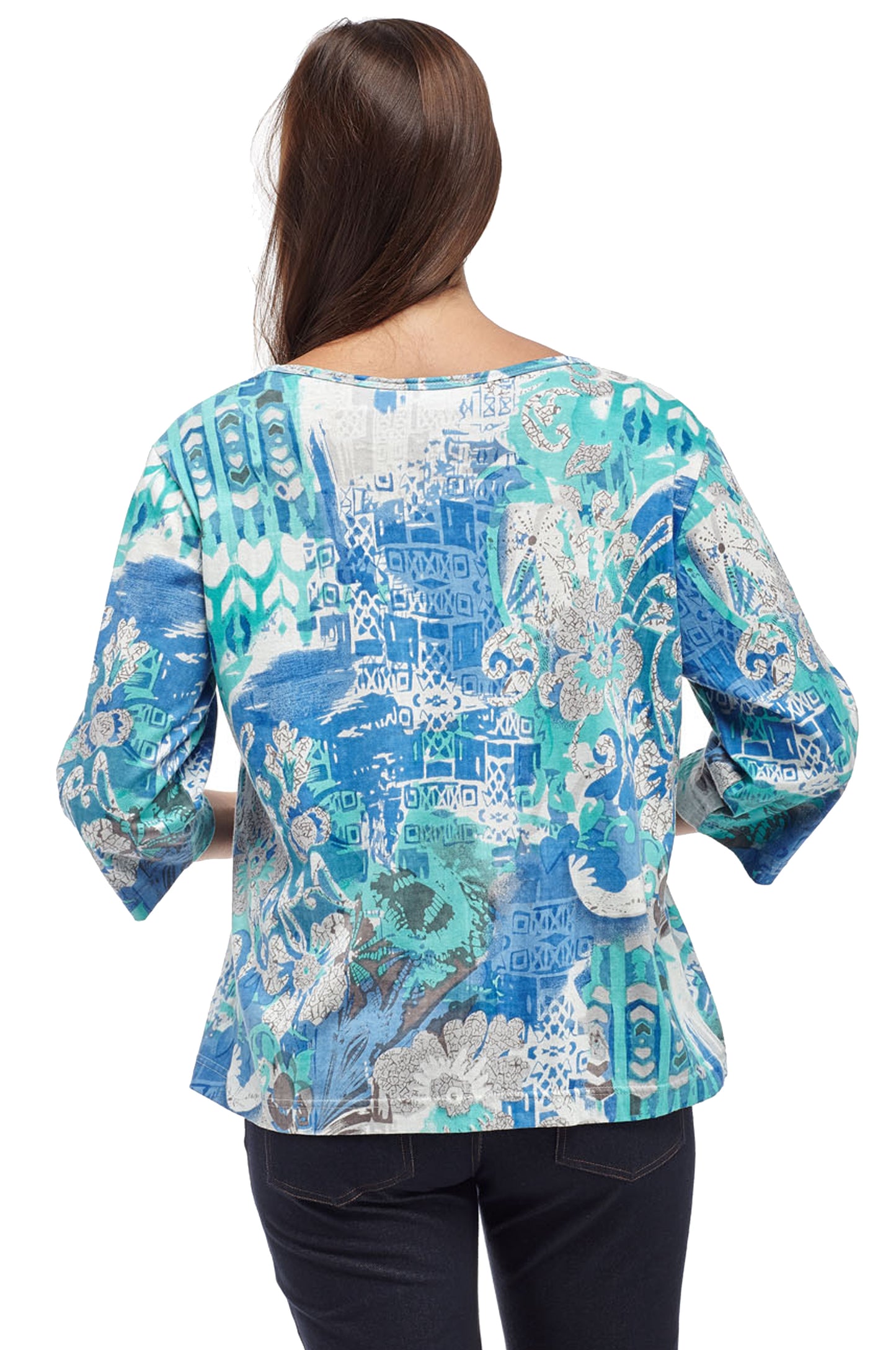 La Cera Multi Printed Tunic Top - La Cera
