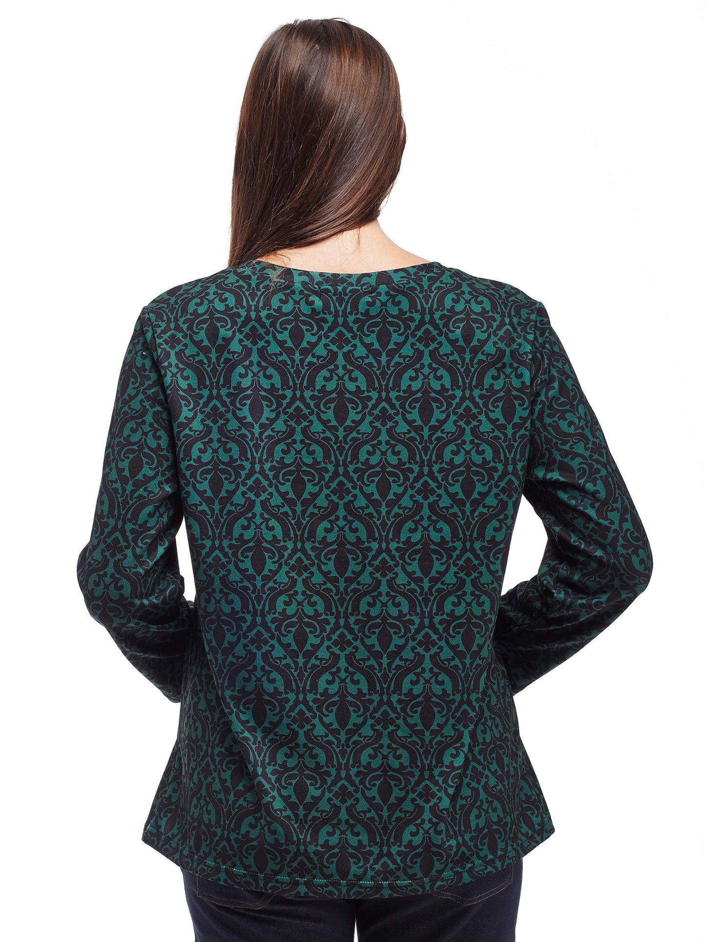 La Cera Baroque Print Pullover Top - La Cera