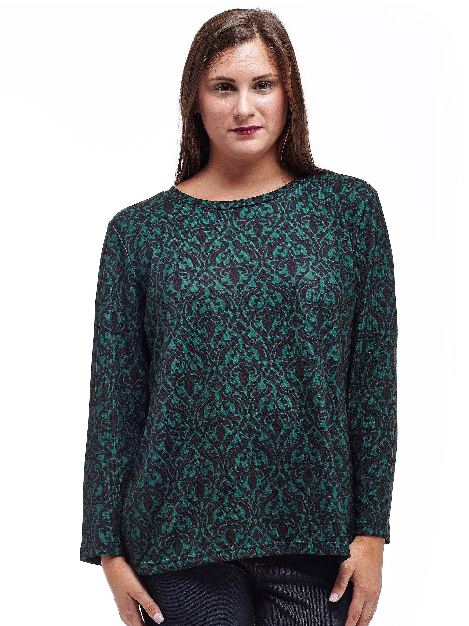 La Cera Baroque Print Pullover Top - La Cera