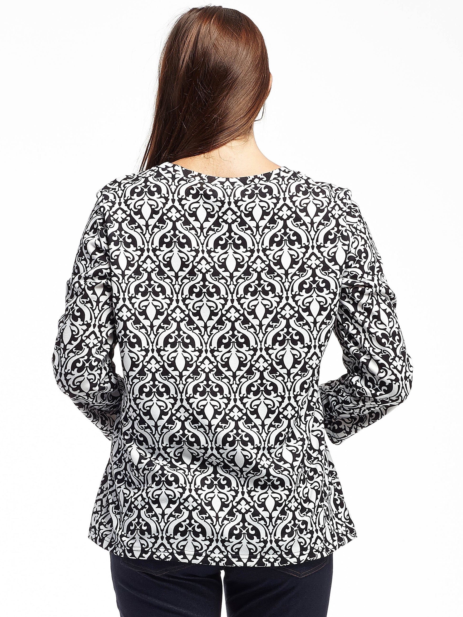 La Cera Baroque Print Pullover Top - La Cera