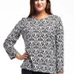 La Cera Baroque Print Pullover Top - La Cera