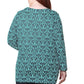 La Cera Baroque Print Pullover Top - Plus Size