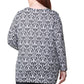 La Cera Baroque Print Pullover Top - Plus Size