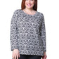 La Cera Baroque Print Pullover Top - Plus Size