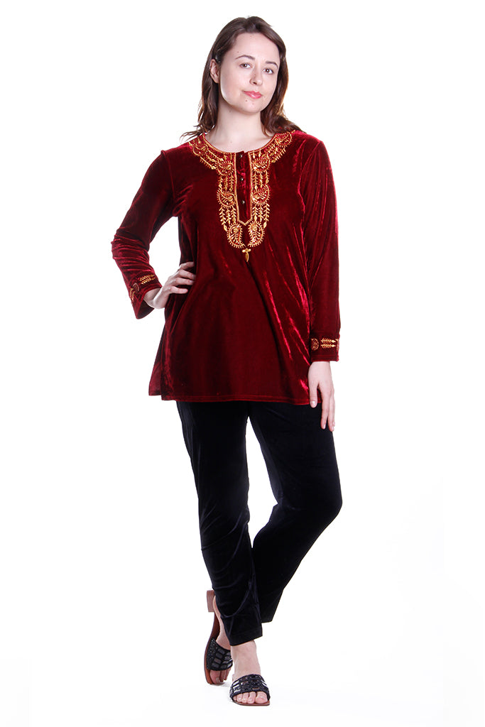 Gold Leaf Velour Top - La Cera