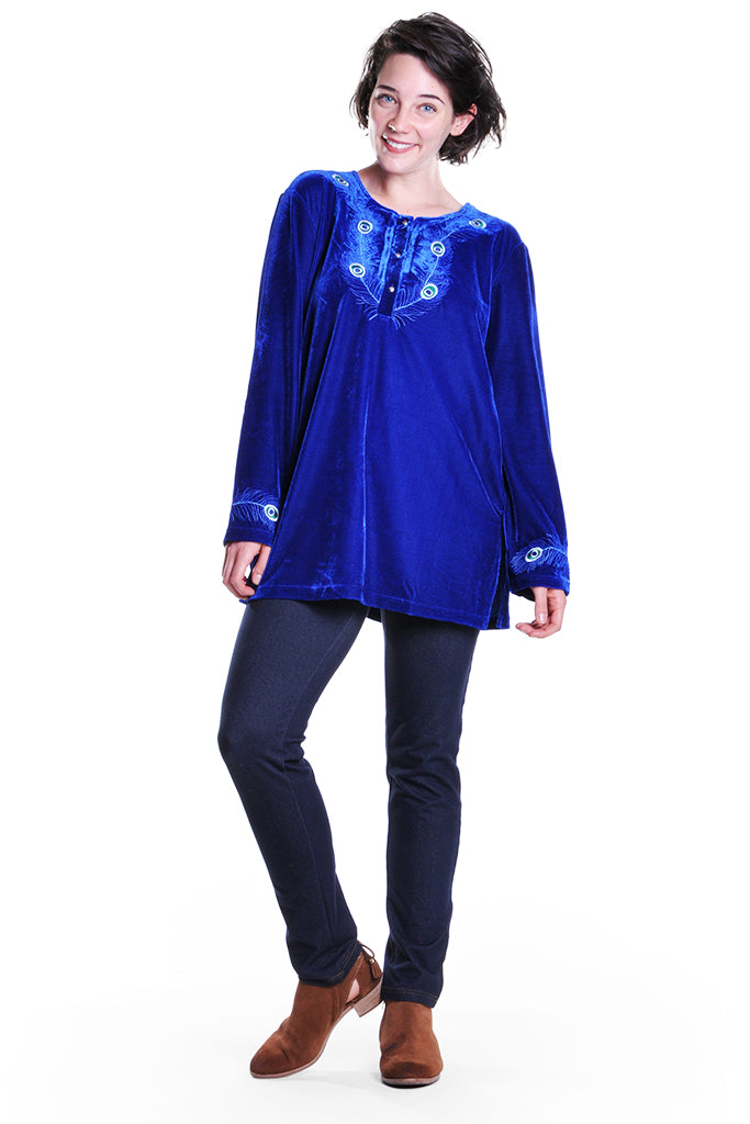 Peacock Velour Top - La Cera