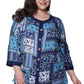 Plus Size La Cera Blue Patchwork Top