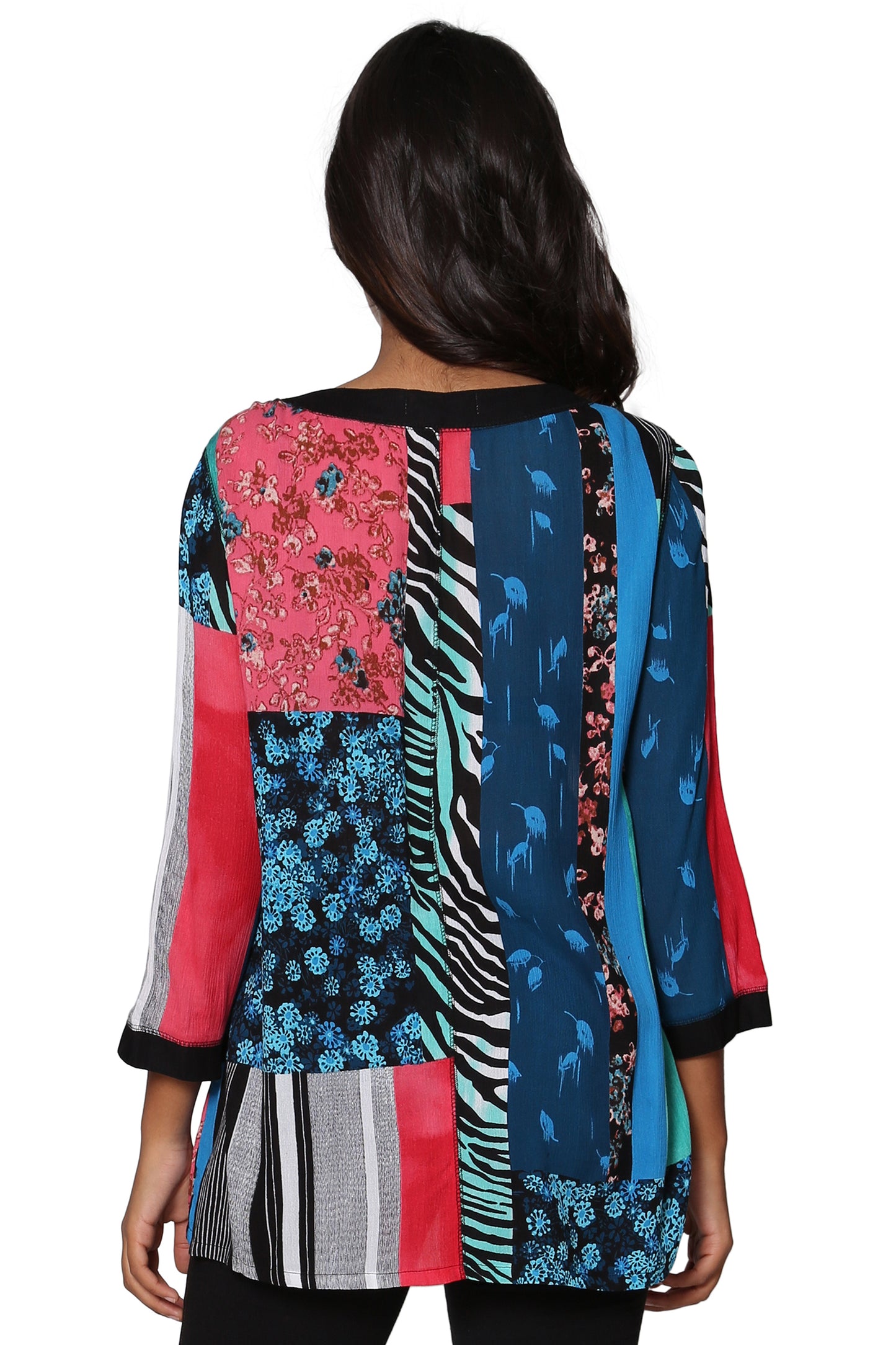La Cera Black Patchwork Top