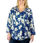 Pleat Front Printed Rayon Top - Plus Size