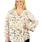 Pleat Front Printed Rayon Top - Plus Size