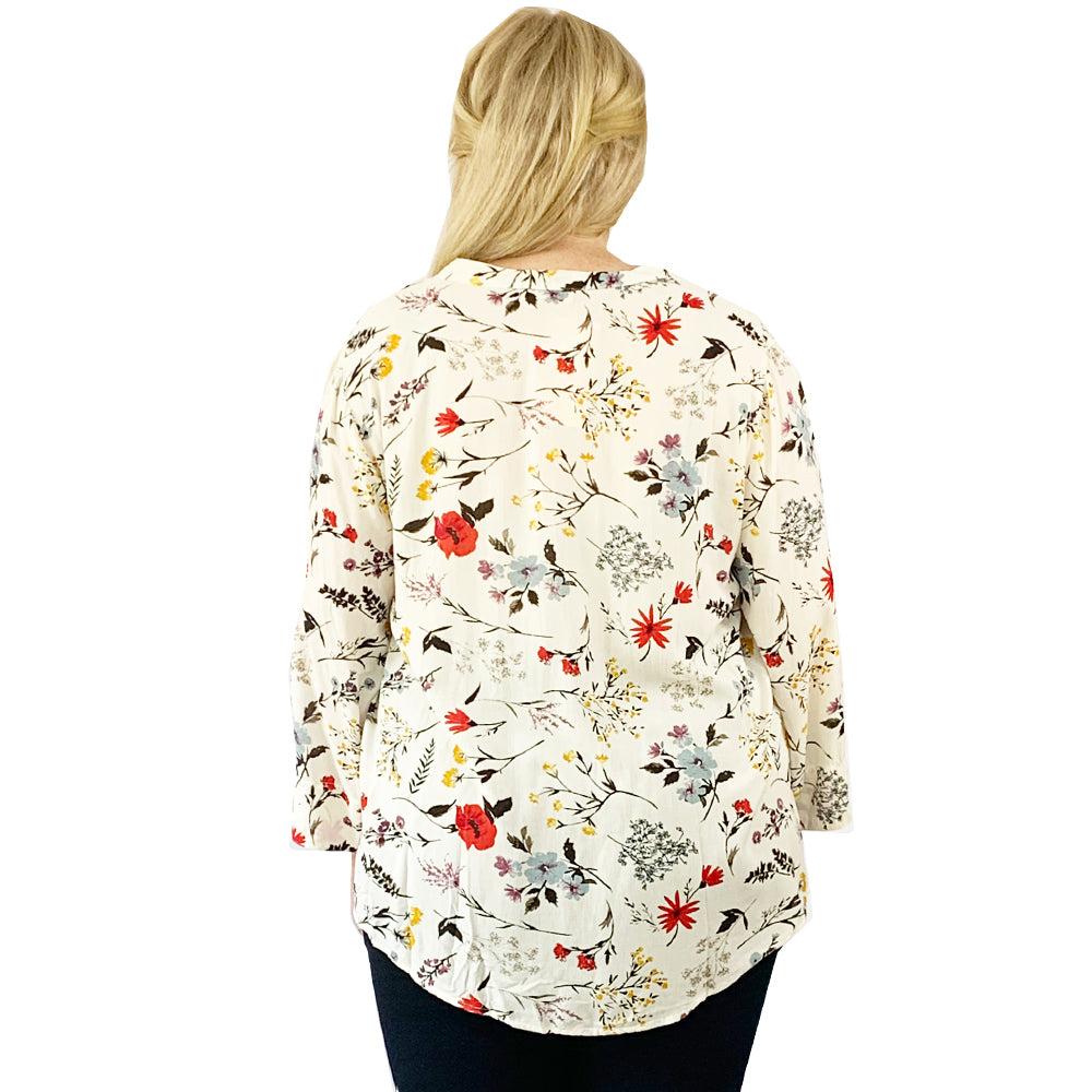 Pleat Front Printed Rayon Top - Plus Size