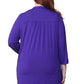 La Cera Plus Size Pleat Front Rayon Solid Tunic