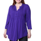 La Cera Plus Size Pleat Front Rayon Solid Tunic