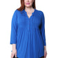 La Cera Plus Size Pleat Front Rayon Solid Tunic