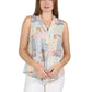 Printed Rayon Sleeveless Button Front Top