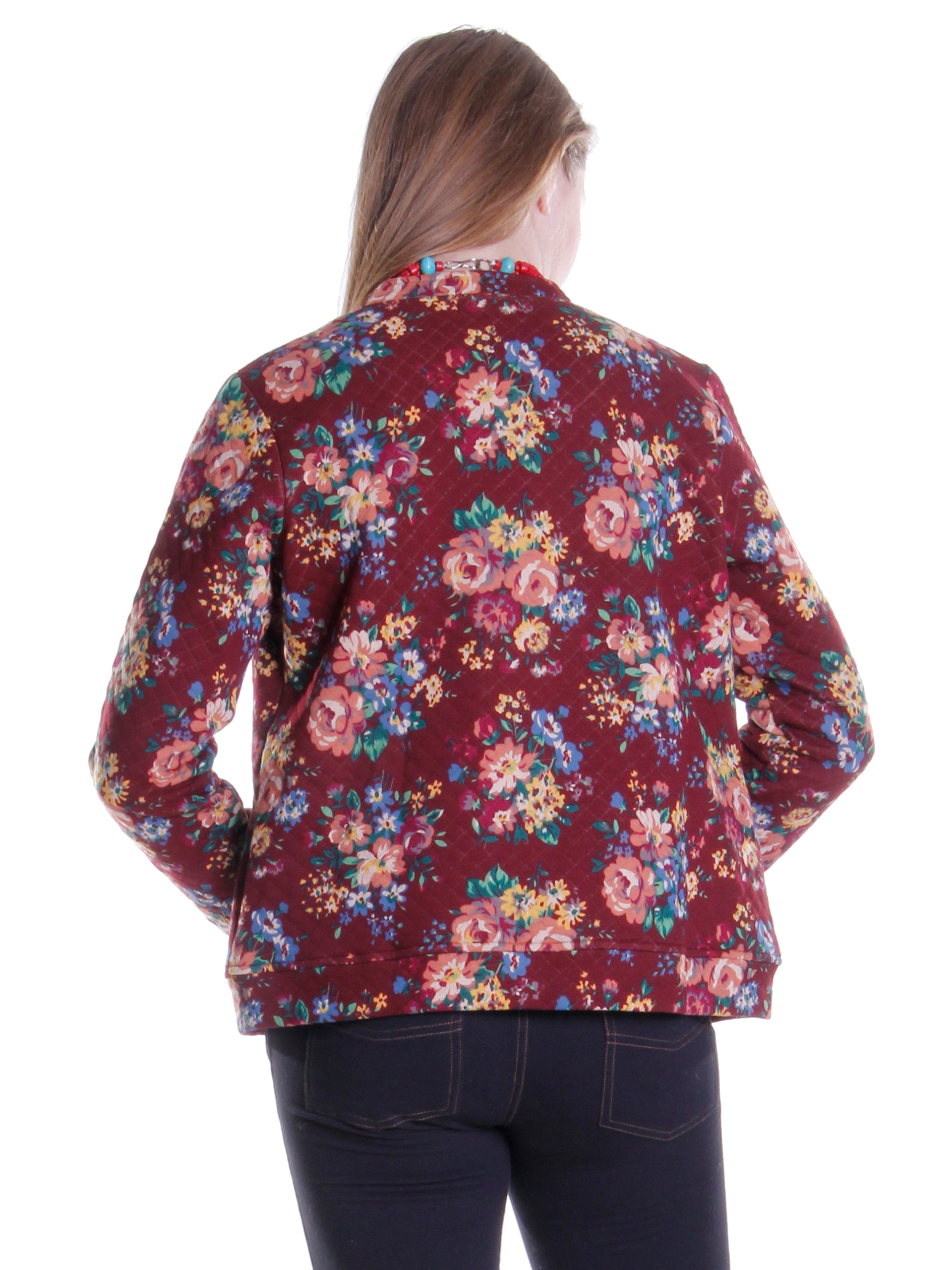 Burgundy Floral Jacket - La Cera