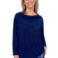 La Cera Solid Cowl Neck Top - La Cera